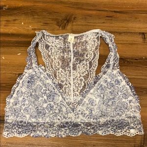 Francesca’s blue  and white lace bralette